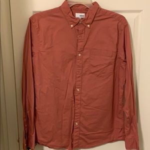 Dark salmon dress and causal button up